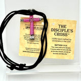 The Disciple’s Cross Handcrafted USA Christians Pink Metal Coiled Necklace NWT