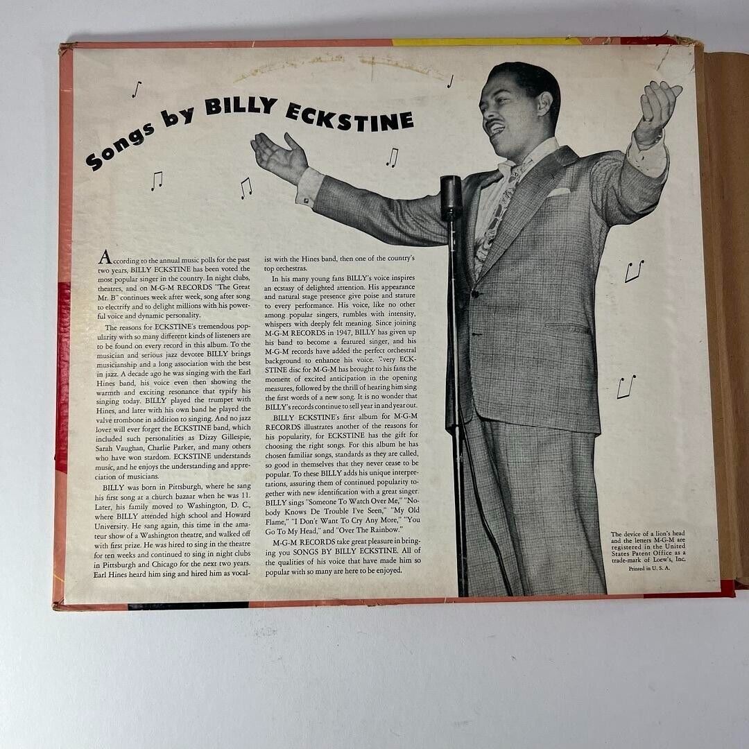 Songs By Billy Eckstine 4 Vinyl Album Box Set US 1950 MGM Records – K48 JAZZ