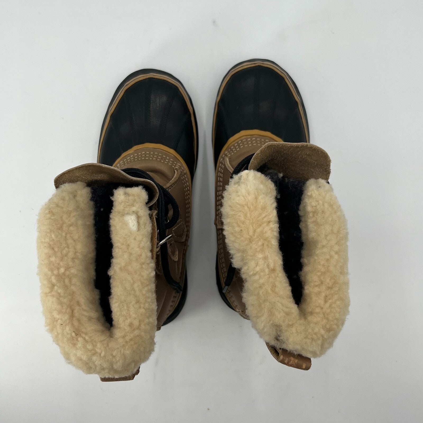 Sorel Caribou Brown Canadian Leather Rubber Wool Winter Boots Womens Size 5 US