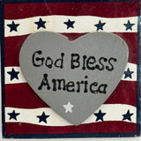 9 Pack 4in Square Wood Magnet Plaque God Bless America USA Flag Heart Home Decor