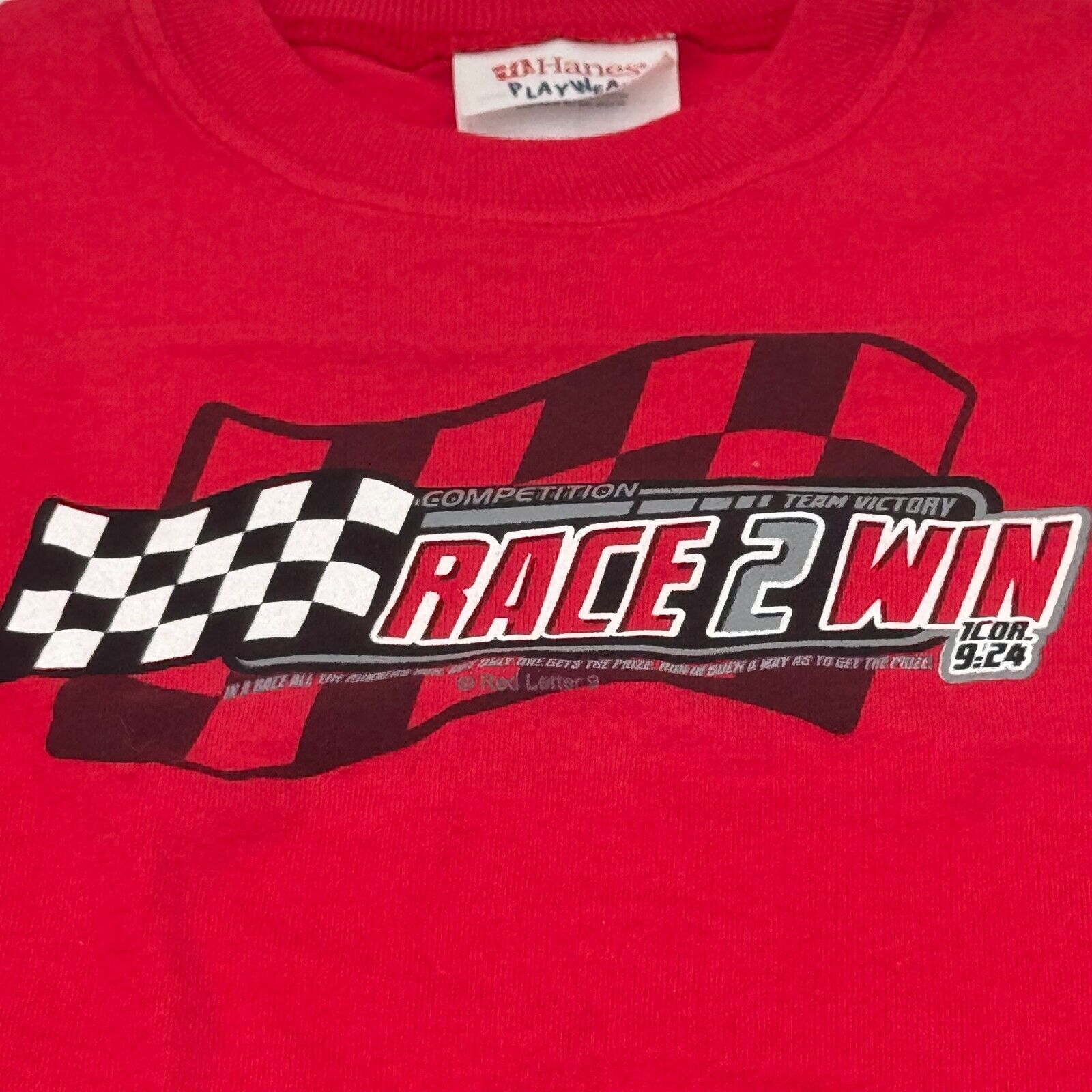 Hanes Play Wear Kids Race 2 Win Trendy Crewneck T-Shirt Red Size 2T NWT