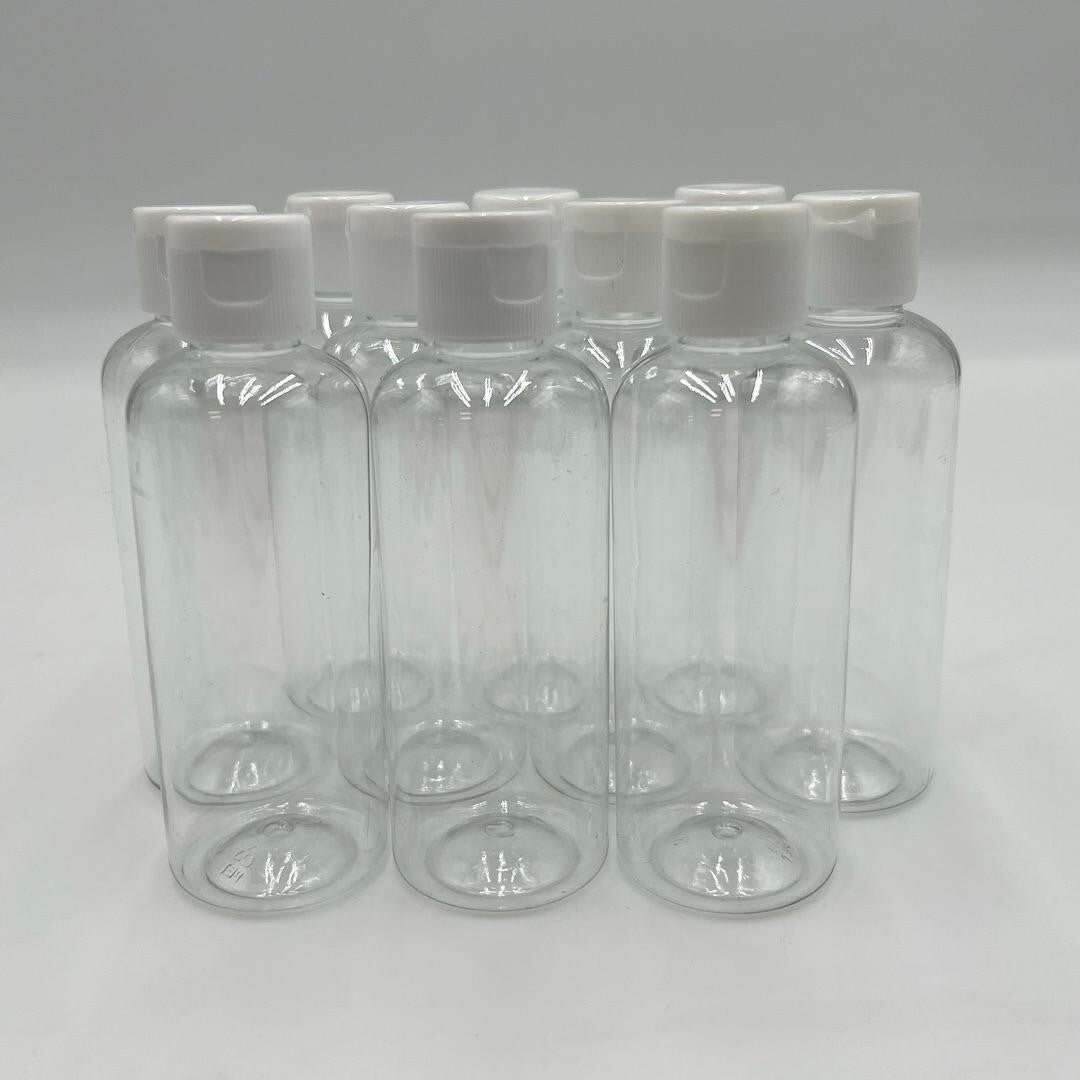 10 Packs Clear PET Plastic Cosmetic Bottles 100mL With Neck Flip Cap