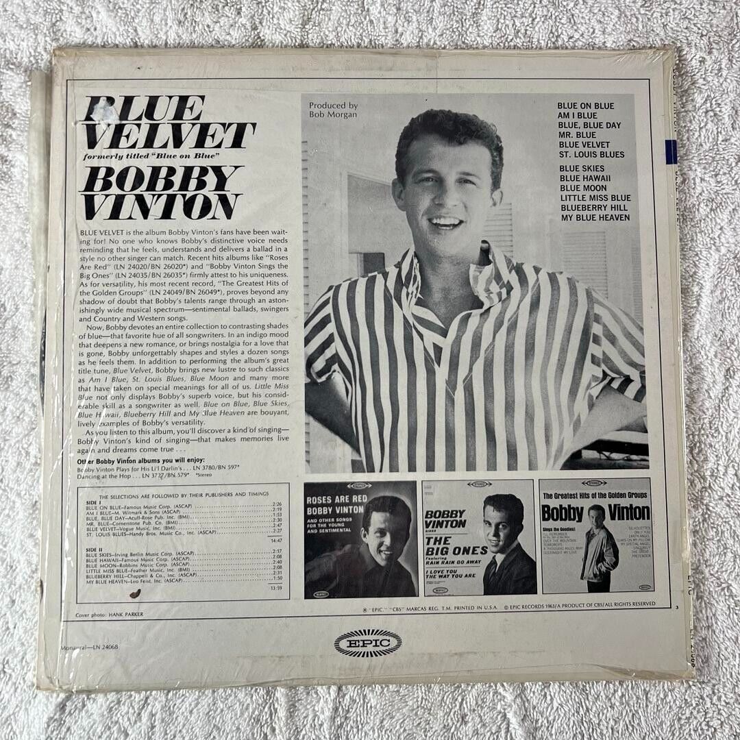 Bobby Vinton – Blue Velvet Vinyl LP US 1963 Epic – LN 24068 POP ROCK
