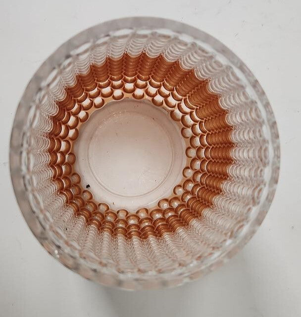 Decorative Cylinder Shaped Modern 7.5" Vase W/ Bronze & Clear Bubble Impressions