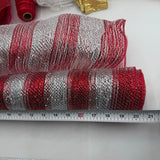 Lot of Christmas Holiday Fabric Ribbon Table Cloth Gold Red Silver Glitter Snow