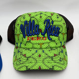 Lot of 3 Snapback Hats Truck Mesh Cap Green Red Travel Peru Blue Stone Callaway