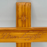 Handmade Bible Verse Luke 11:33 Carved Solid Wood Cross Christian Wall Decor