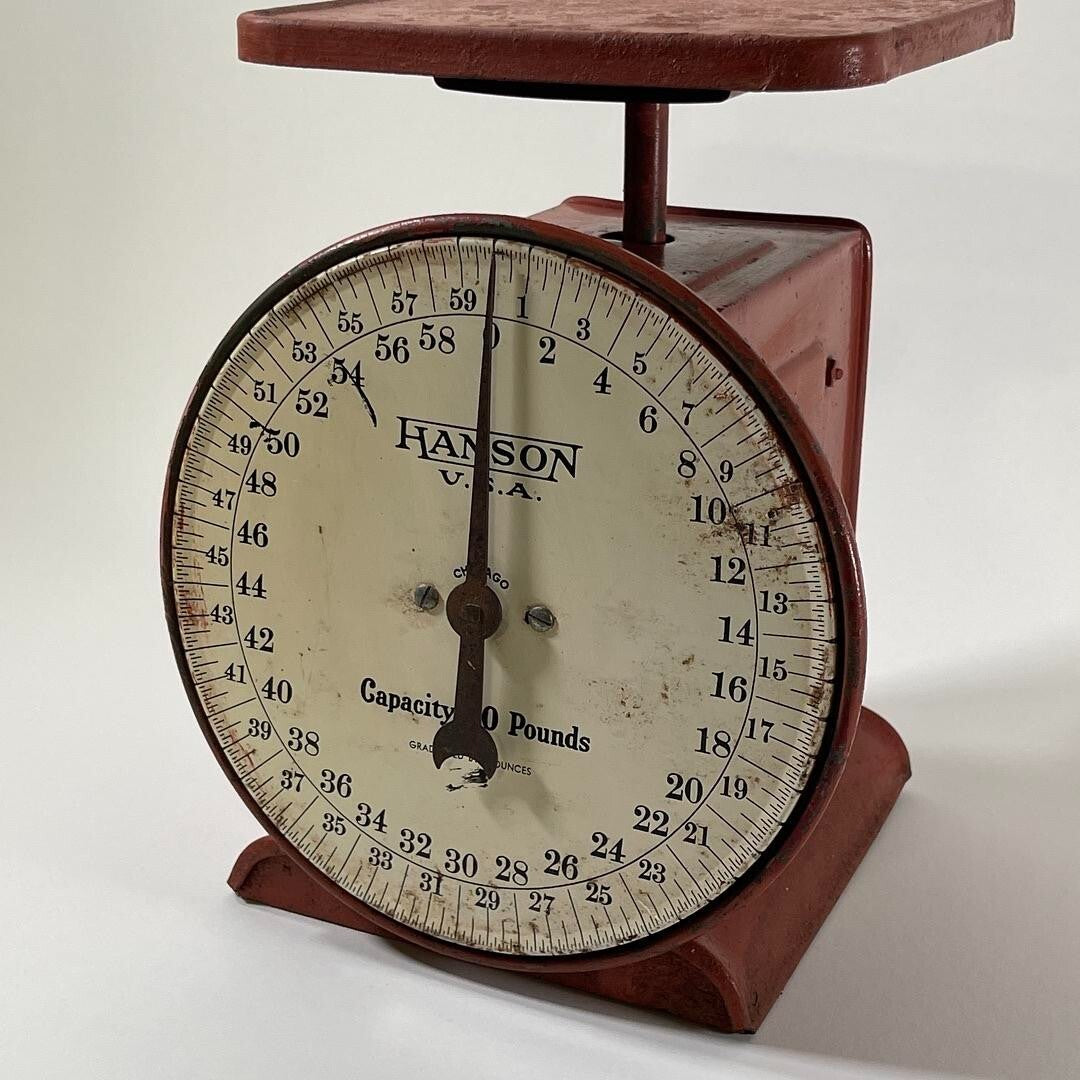 Vintage Red Hanson 60lb Utility Scale - Made in the USA