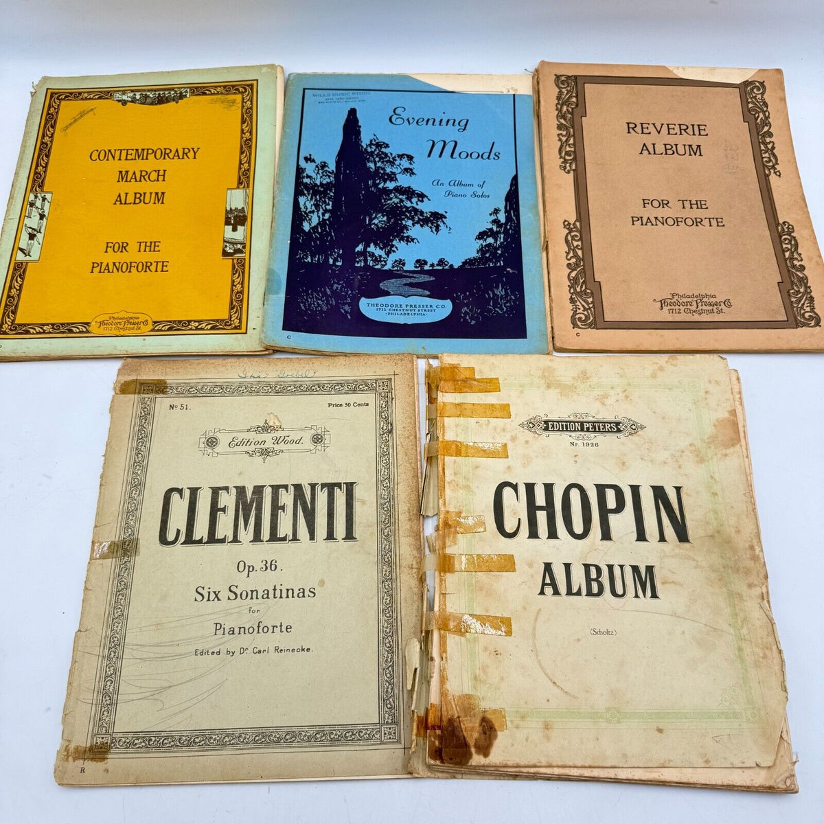 Lot of 5 Piano Sheet Music Books Theodore Presser Clementi Sonatinas Chopin
