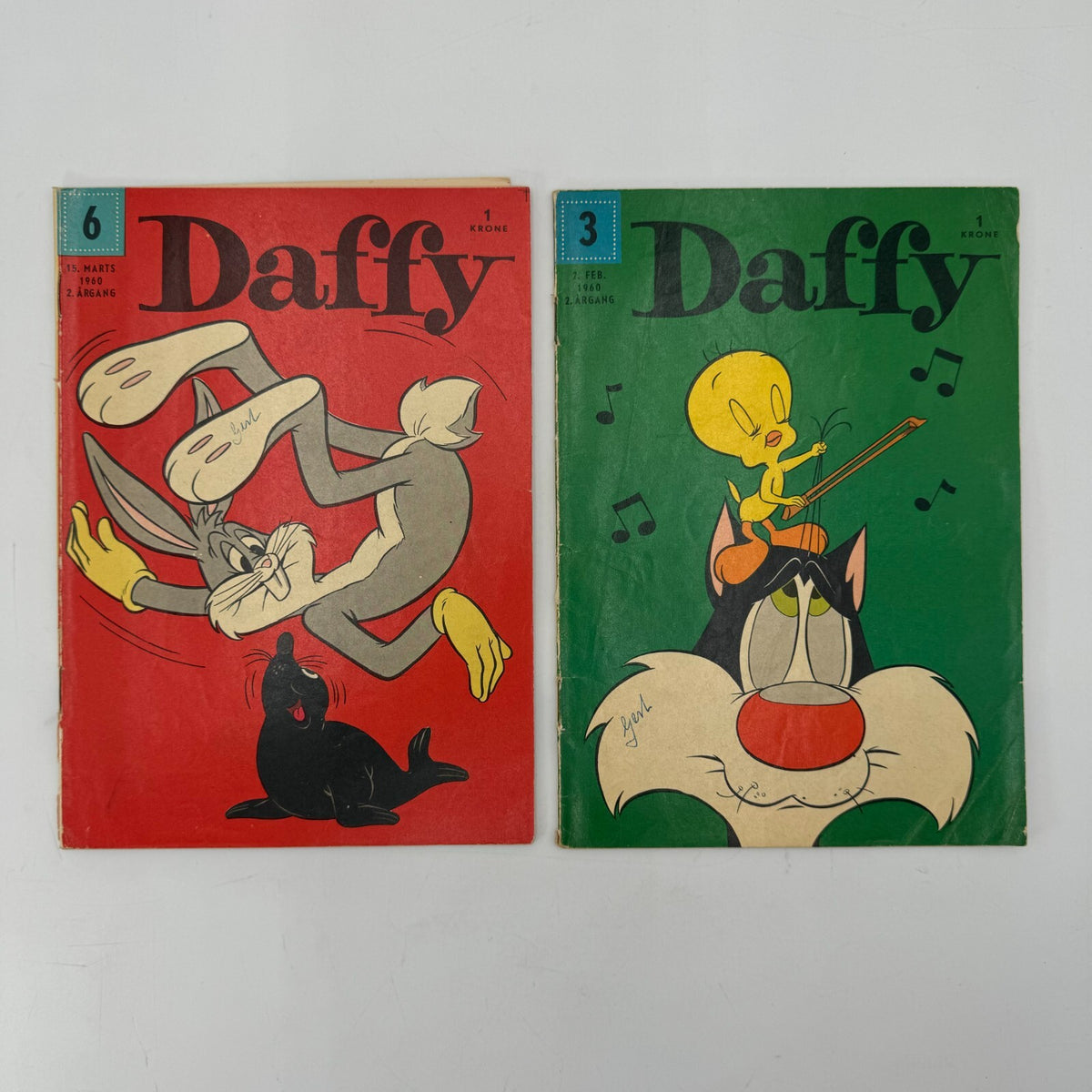 Danish 1960 DAFFY Comic 3 & 6 Sylvester Tweety Bugs Bunny Coyote Roadrunner