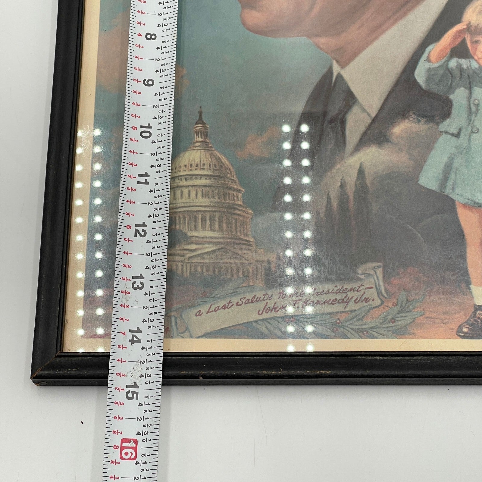 1964 JFK Original Lithograph Color Print Arthur Freeman in Gold MCM Frame 18x22