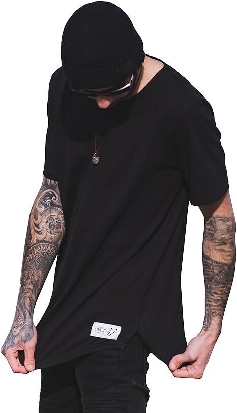 Evan37 Hemp Blend Swoop Cut Ascend Tee - Comfortable, Soft & Durable - SIZE XL
