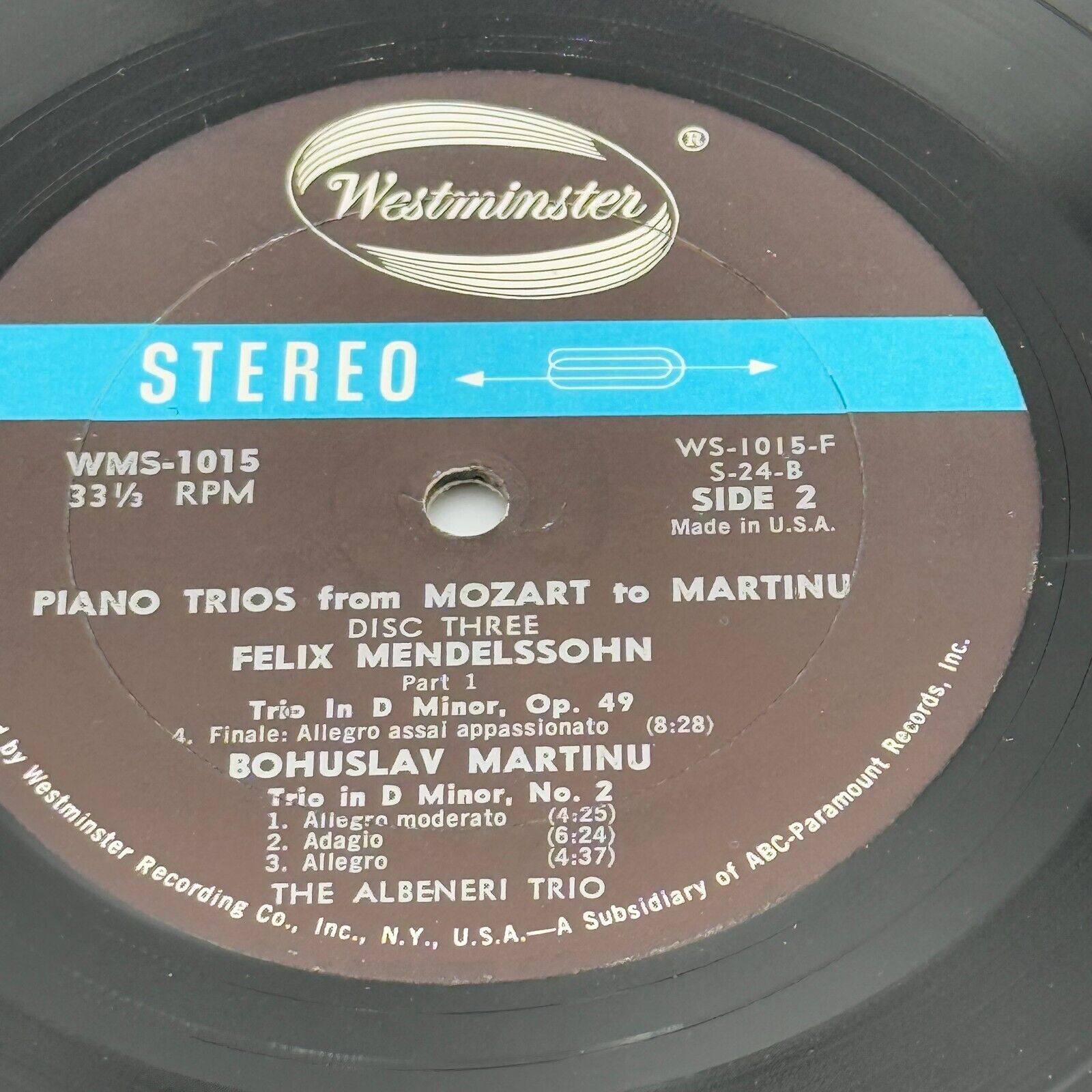 The Albeneri Trio - Piano Trios from Mozart to Martinu 3 Vinyl LP WMS 1015