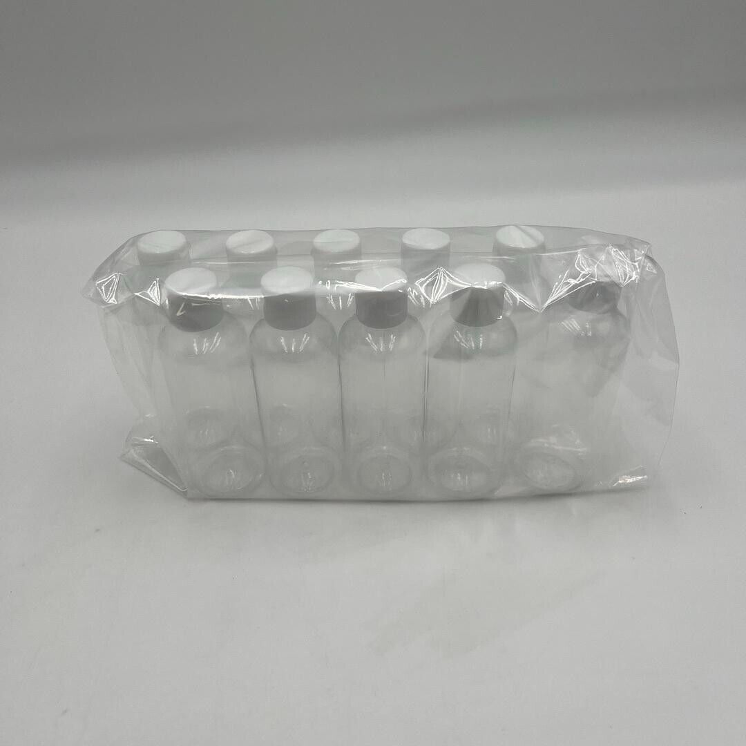 10 Packs Clear PET Plastic Cosmetic Bottles 100mL With Neck Flip Cap