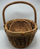 Lot of 2 Vintage Handwoven Multifunctional Wood Baskets