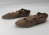 Charles Albert Womens Elastic Straps Suede Ballet Style Flat Brown Size 7