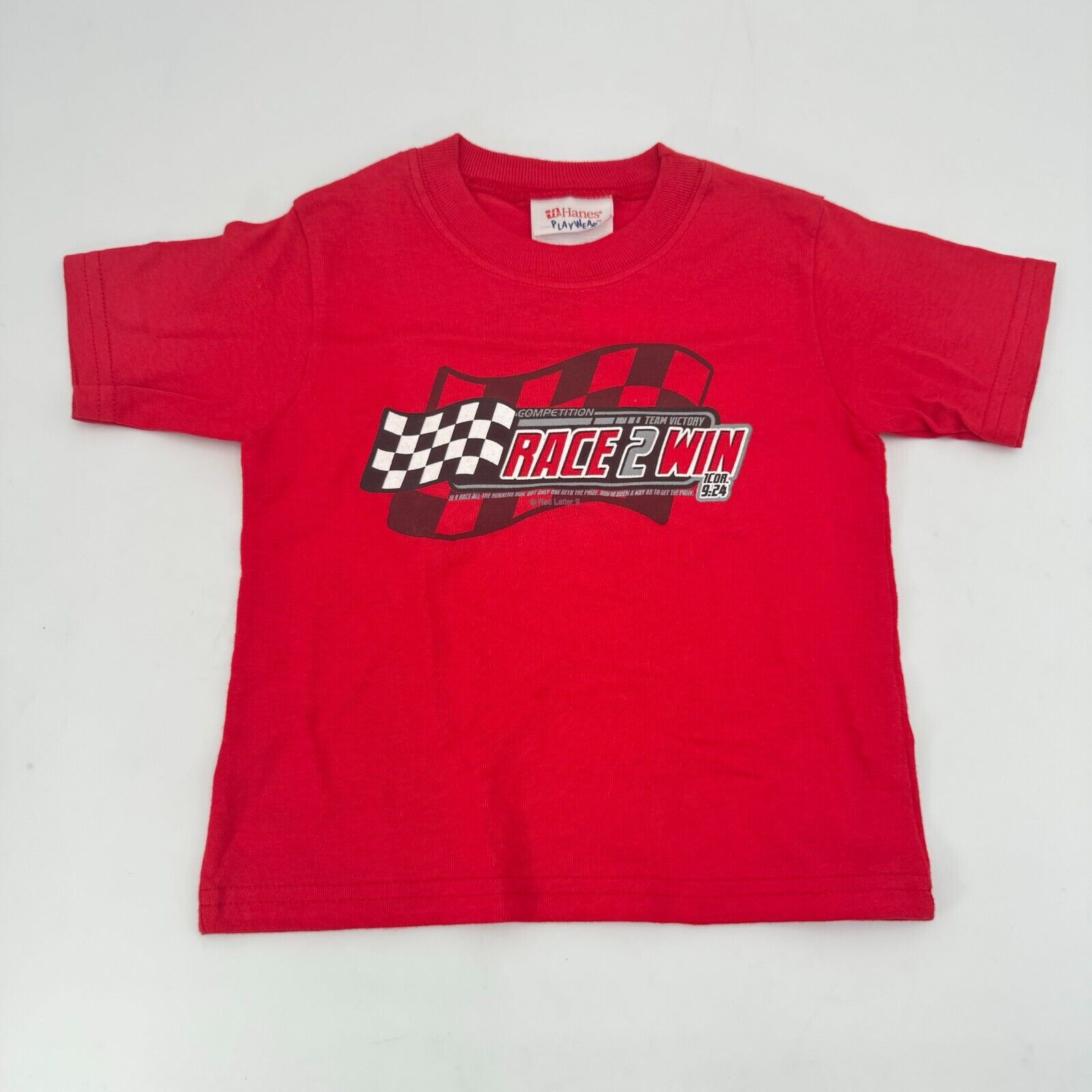 Hanes Play Wear Kids Race 2 Win Trendy Crewneck T-Shirt Red Size 2T NWT