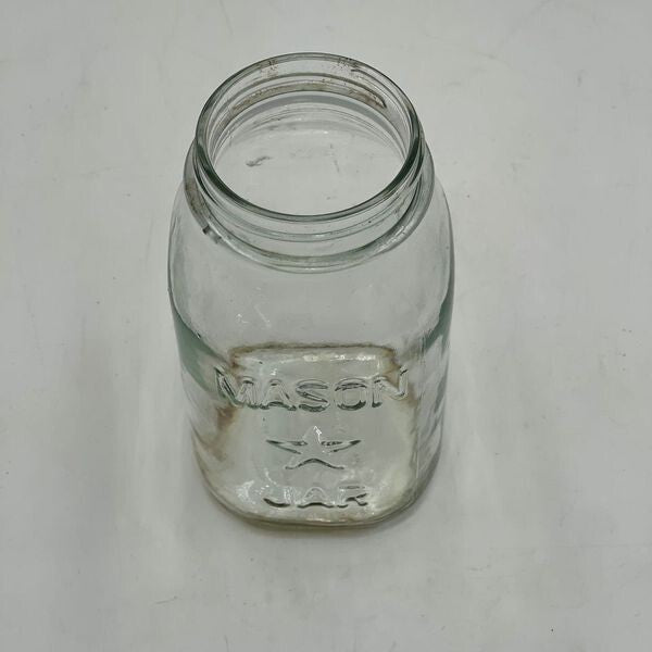 Vintage Mason Star Jar Clear Glass Quart 1970’s Mold #10