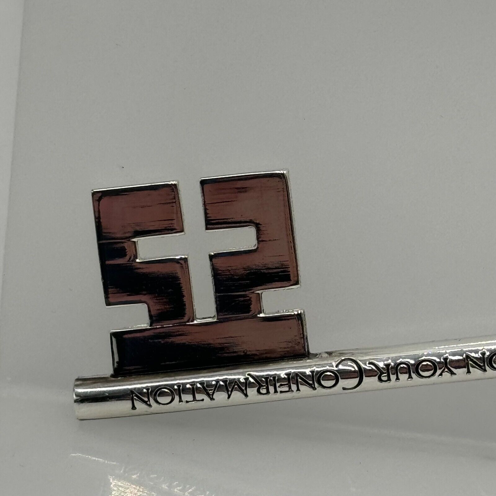 Catholic Confirmation Blessings Engraved Gift Silver Key Cross Gem Peace NIB