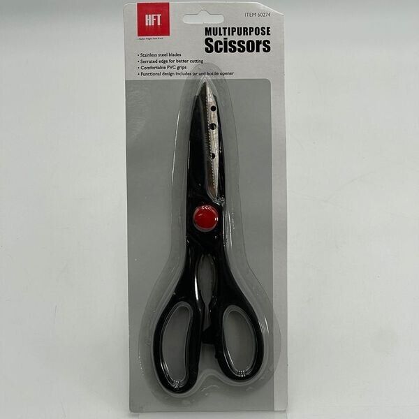 HFT - MULTIPURPOSE SCISSORS STAINLESS HEAVY DUTY BLADES - PVC GRIPS NEW