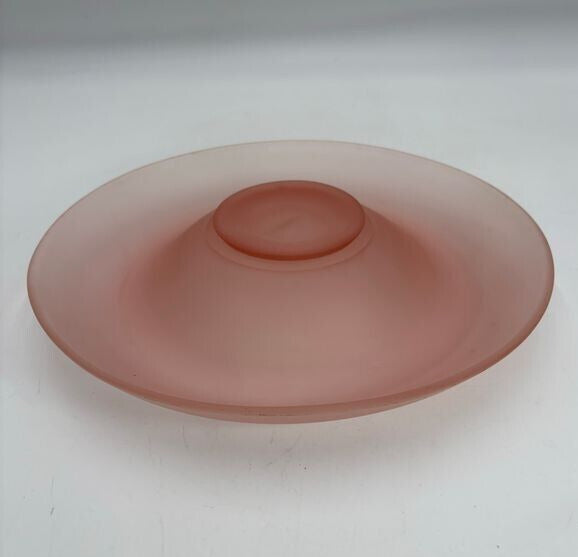 Vintage MCM Grandma Frosted Pink Depression Glass Rolled Edge 12" Console Bowl