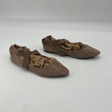 Charles Albert Womens Elastic Straps Suede Ballet Style Flat Brown Size 7