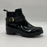 Women’s Non-Slip Black Platform Style Ankle Rain Boots Buckle Trendy Size 8/XL