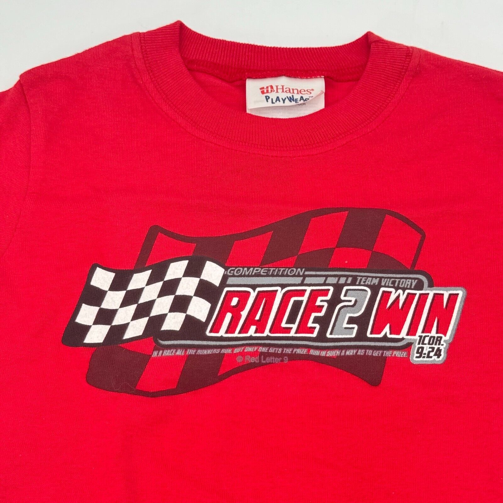 Hanes Play Wear Kids Race 2 Win Trendy Crewneck T-Shirt Red Size 2T NWT
