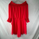 Belle & Sky Off the Shoulder Romper Red Dress Womens Size M Medium New With Tags