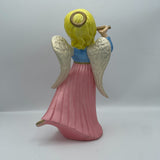 Atlantic Mold Blue 12” Pink Christmas Angel Playing Flute Blonde