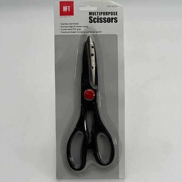 HFT - MULTIPURPOSE SCISSORS STAINLESS HEAVY DUTY BLADES - PVC GRIPS NEW