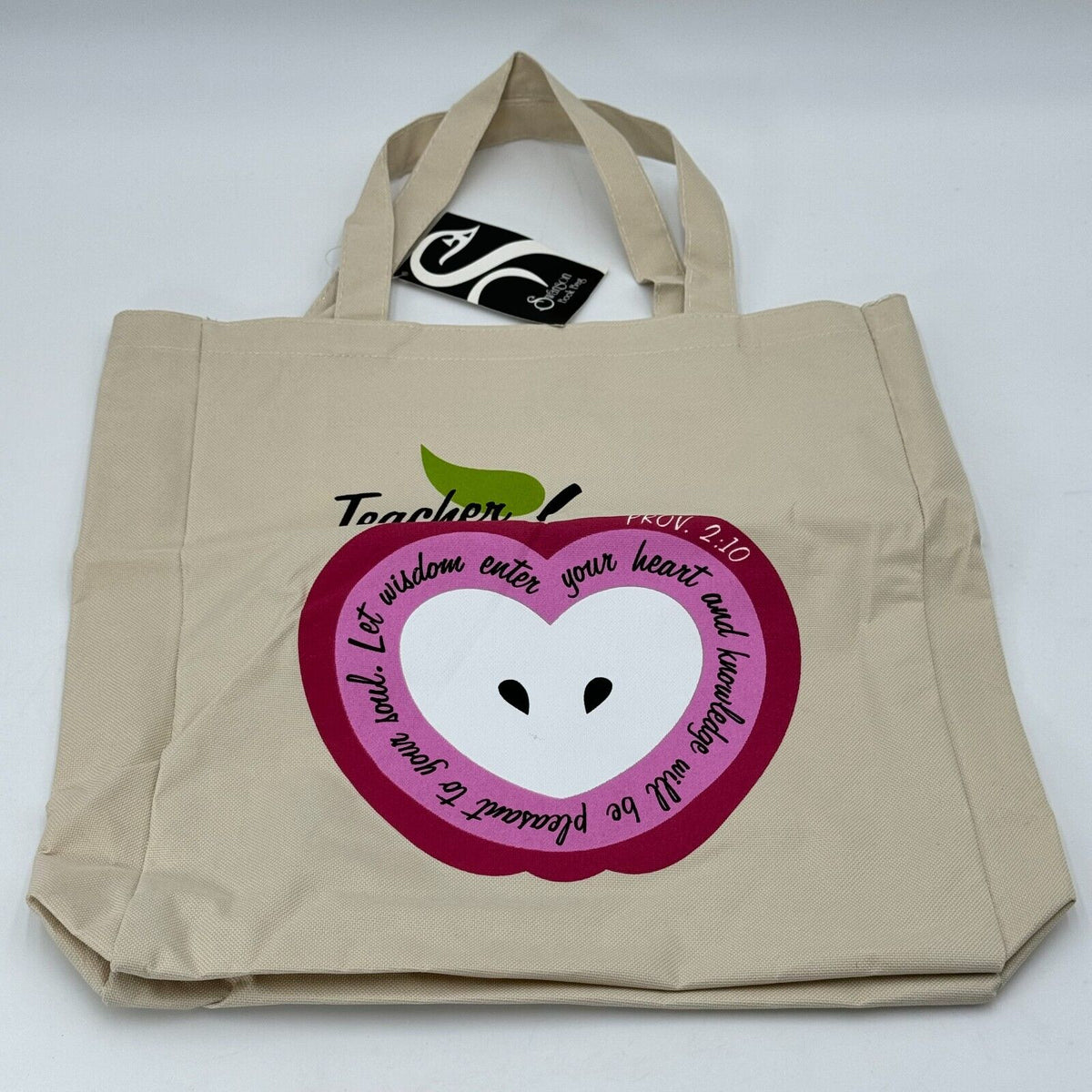 Set of 2 Swanson Tote Book Bag Teacher Canvas Bible Verse Printed Durable NWT
