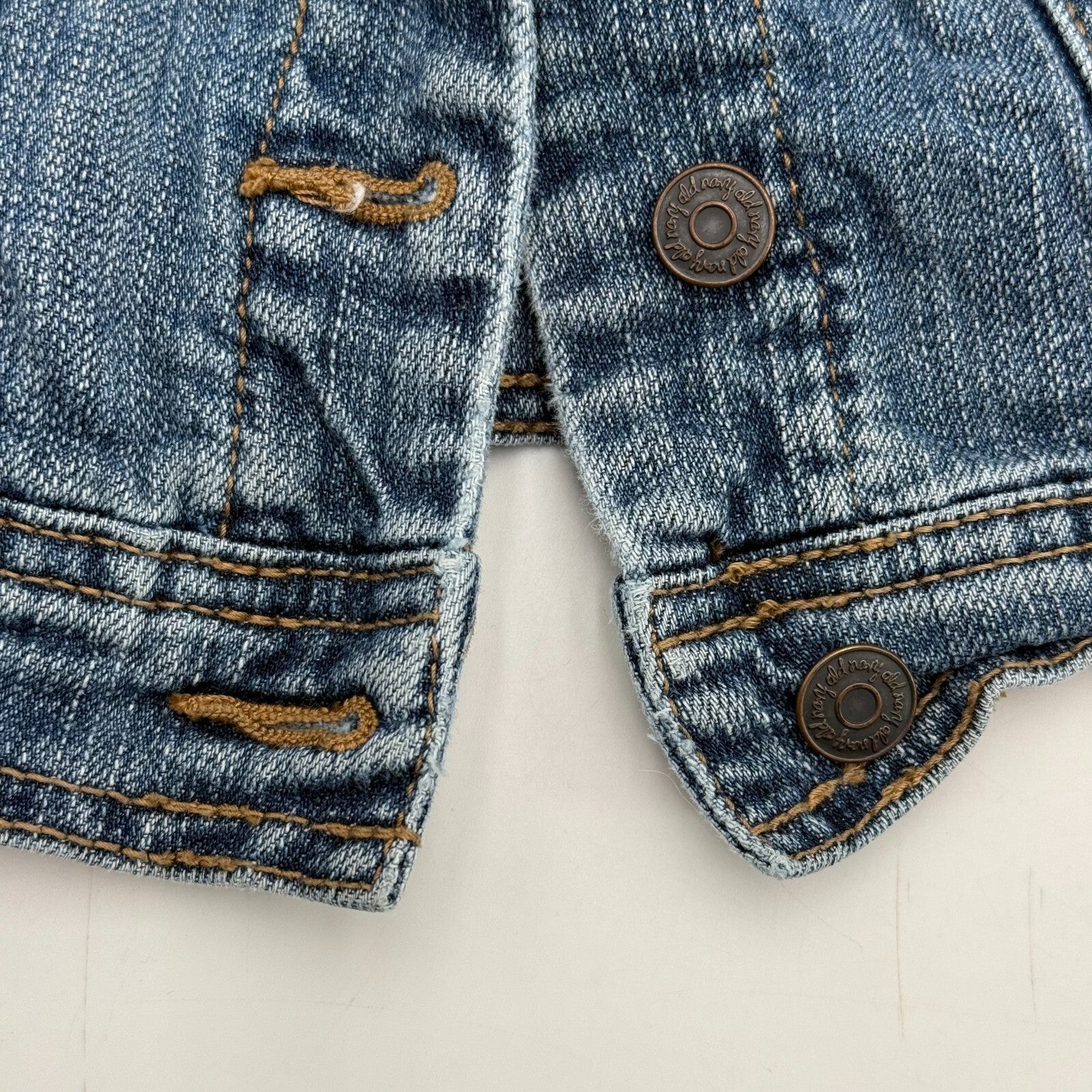 Old Navy Unisex Kids Denim Jacket Blue Collared Button Long Sleeve Size Small