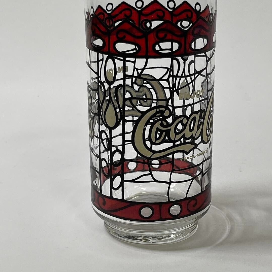 Vintage Coca-Cola Classic Advertising Tiffany Style Stained 16oz Drinking Glass