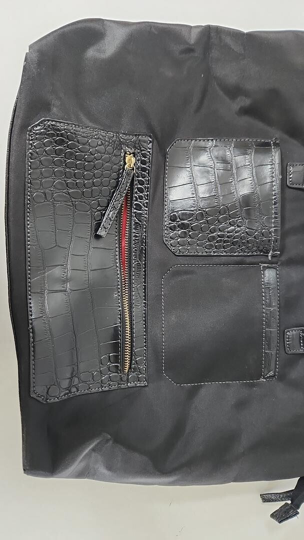 Spacious Elegant Black Alligator Croc Print Big Tote Bag Travel Work Stylish