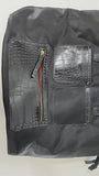 Spacious Elegant Black Alligator Croc Print Big Tote Bag Travel Work Stylish