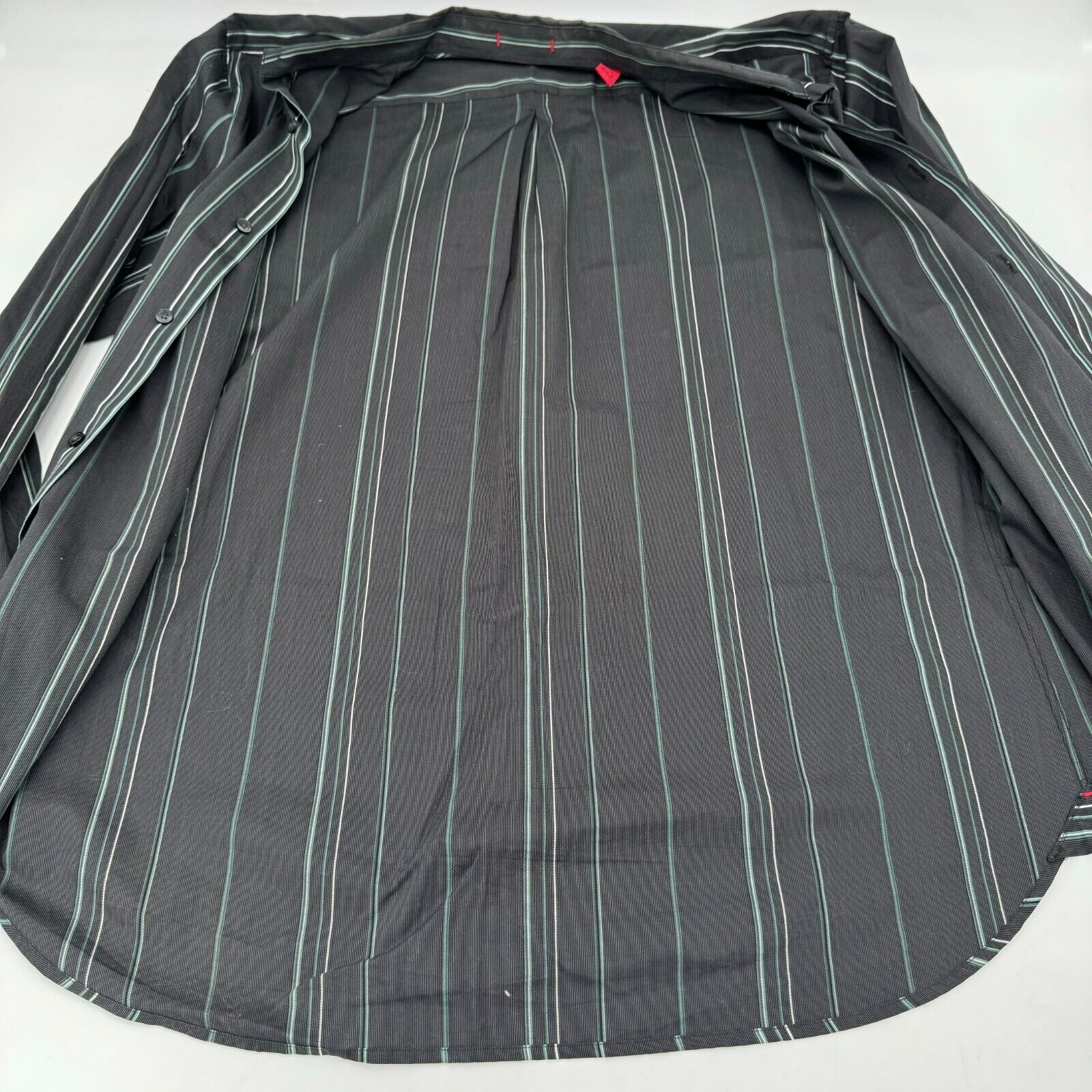 Alfani Gray Mens Classic Long Sleeve Button Up Shirt Green Stripes Size XL