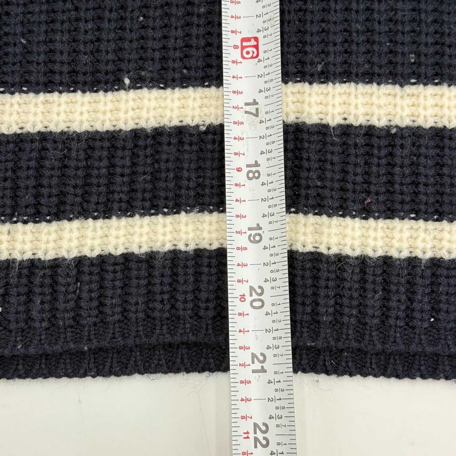 Brave Soul London Womens Vneck Knit Pullover Striped Sweater Navy Blue Size M