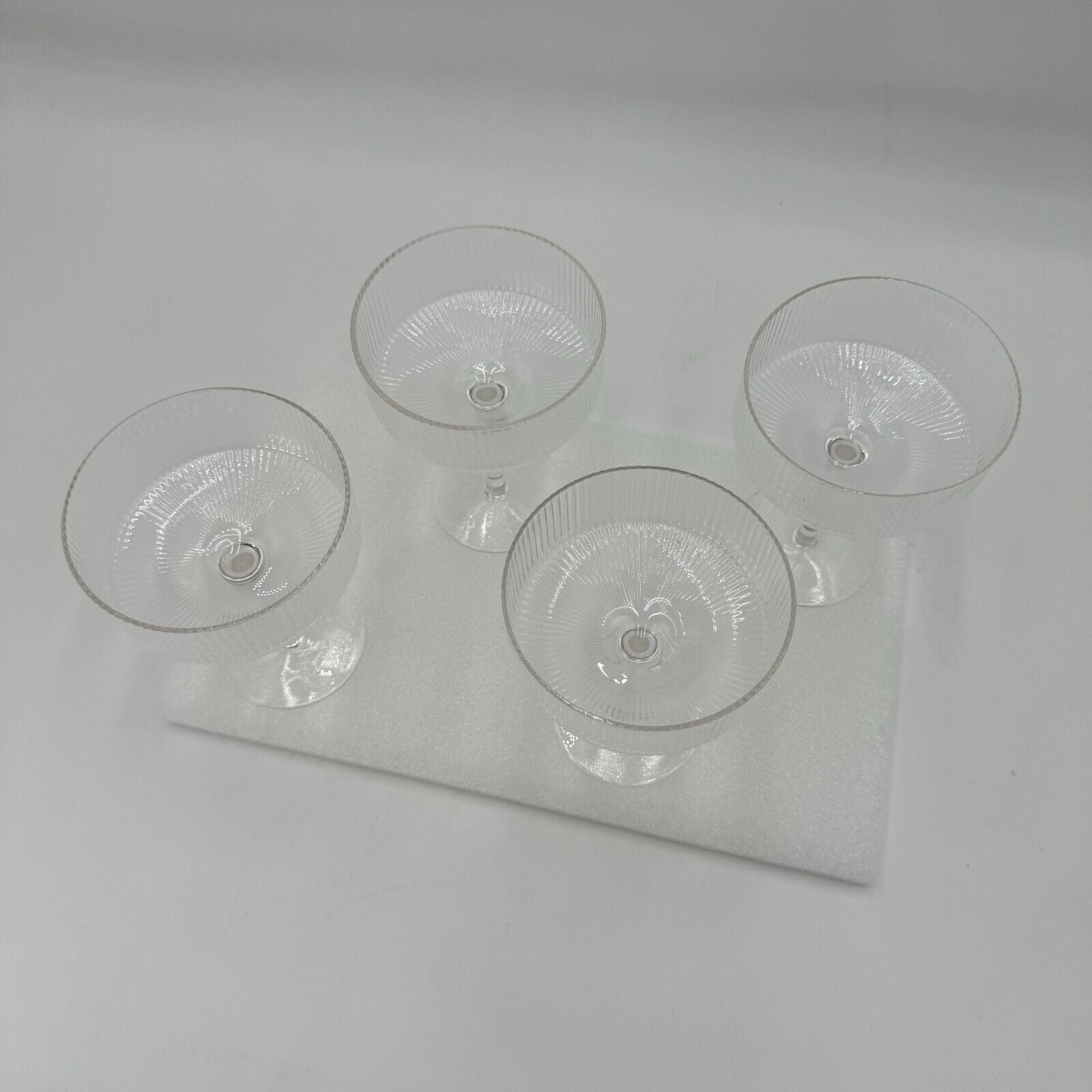 Cocktail Glasses Set of 4 Handmade Glass Ripples Design Chamagne Dining New