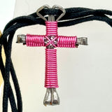 The Disciple’s Cross Handcrafted USA Christians Pink Metal Coiled Necklace NWT