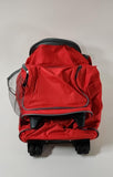 Multifunctional Rolling Backpack Vibrant Red Multi-Pockets Travel Bag Unisex