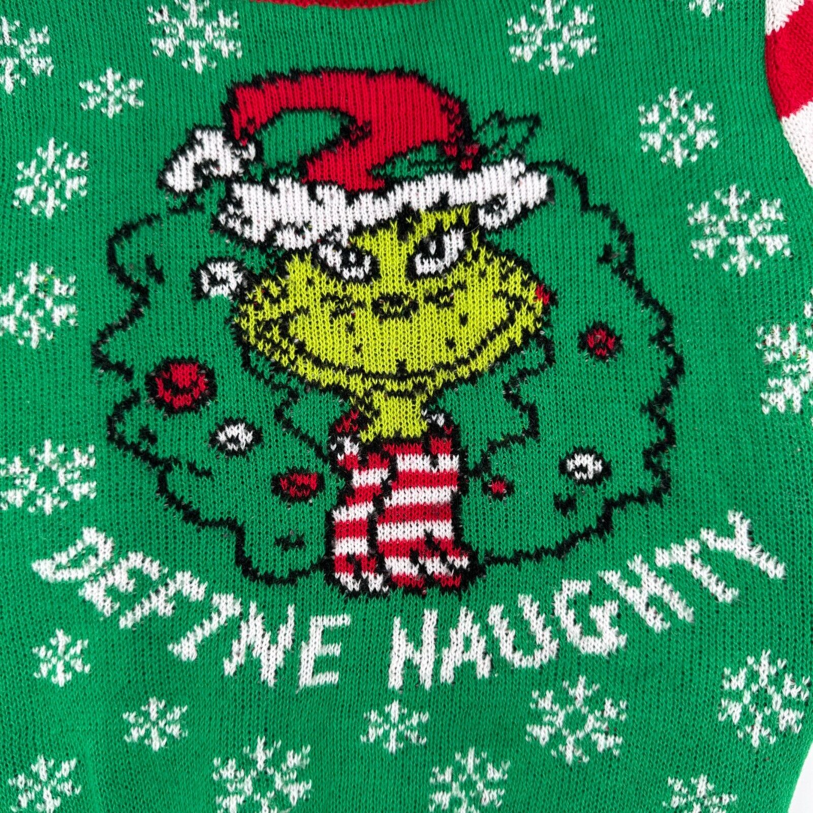 Kids Holiday Ugly Sweater Grinch Cristmas Define Naughty Green Red Snow Size 2T