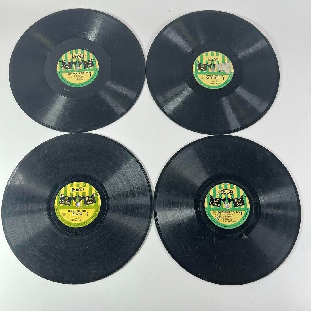 Vintage Children’s Record Guild Double Sided 78rpm 10” Vinyl Lot of 4