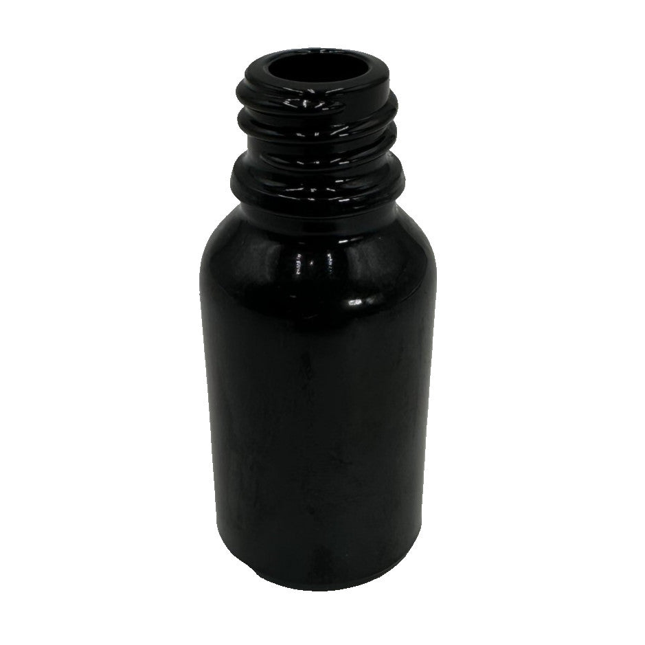 15ml (0.5 fl. oz) Boston Round Black Glass Bottles + Dropper Caps (Lot of 2700+)