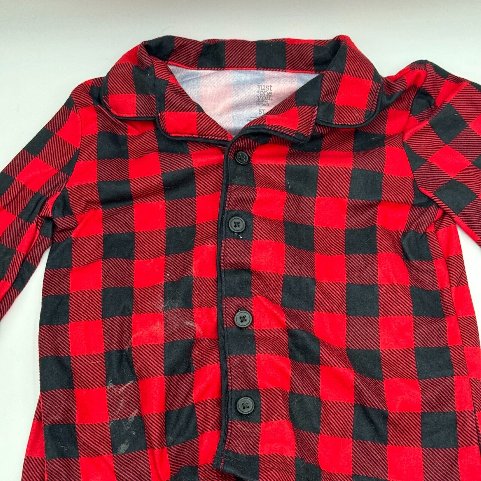 Pair of Carter’s Pajama Sets Vroom Race Car Blue Stripes Red Checkered Size 5T