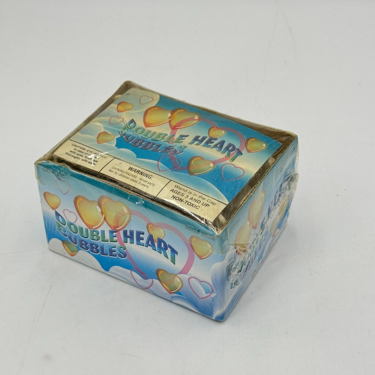 12pk Double Heart Bubbles Mini White Plastic Bottles & Wand Party Decor NIB