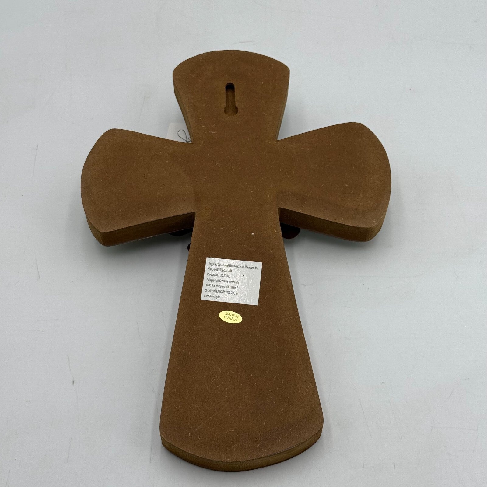 Rustic Wooden Hanging Wall Mount 11.5in  Brown & Olive Green Pattern Cross NWT
