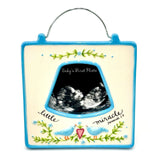 Russ Ceramic Sonogram Frame Blue Grow in Grace Baby Pictures Wall Hang/Stand NIB