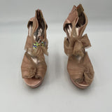 Charlotte Russe Tutu Stiletto Peep Toe Pink Mesh Platform Bow Lace Accent Size 8