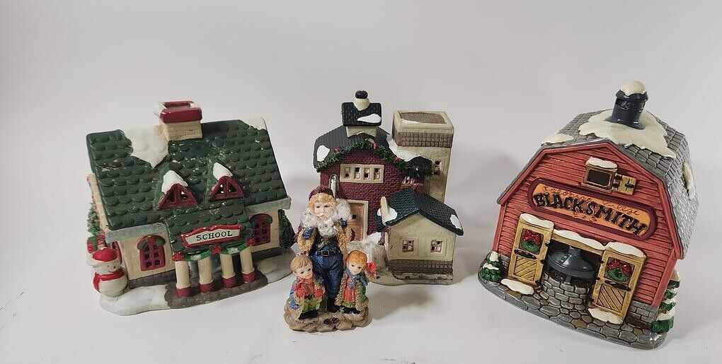 Lot of 4 Vintage Ceramic Christmas Decor, Seasonal Specialties, Lefton, Motrix